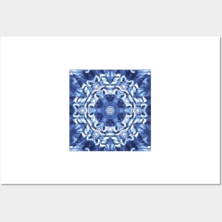 detailed creative pattern and design hexagonal kaleidoscopic style in shades of BLUE Posters and Art